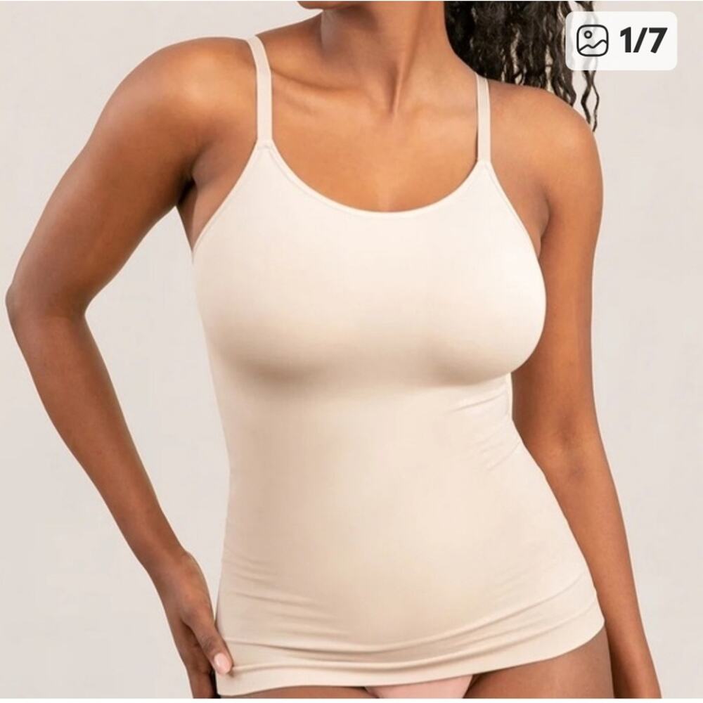 Shapermint Cream Seamless Shapewear Cami Tank Adjustable Straps Stretch XL